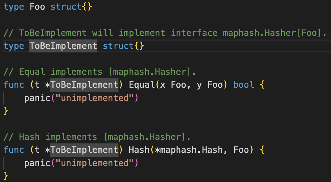 After “Implement interface”